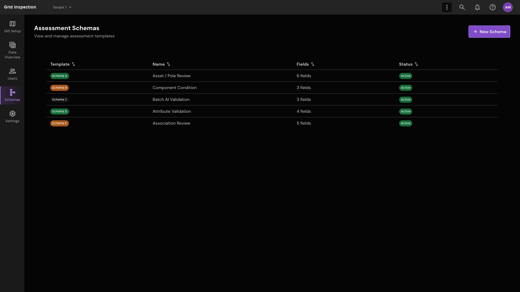 Maintain assessment schemas. Organize versioned schemas and see which definitions are active.