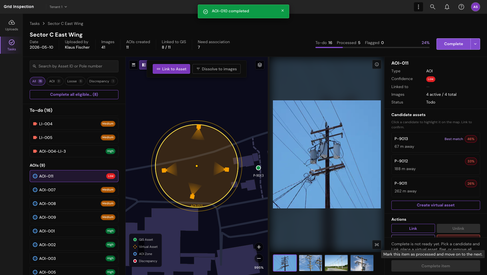 Continue to the next item. Retain session context while advancing through the queue.
