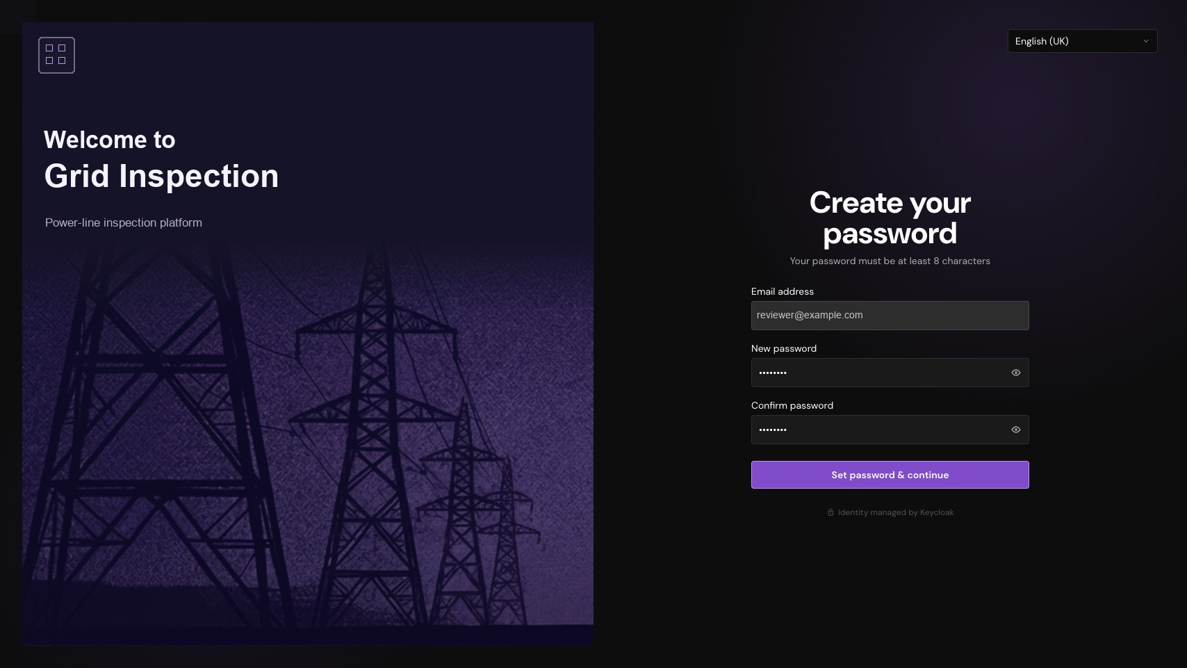 Set up credentials. Create a password before entering the platform.