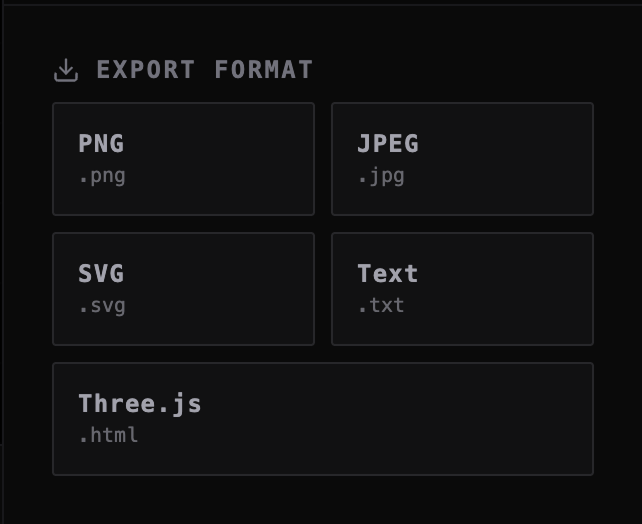 Export dialog with five format options