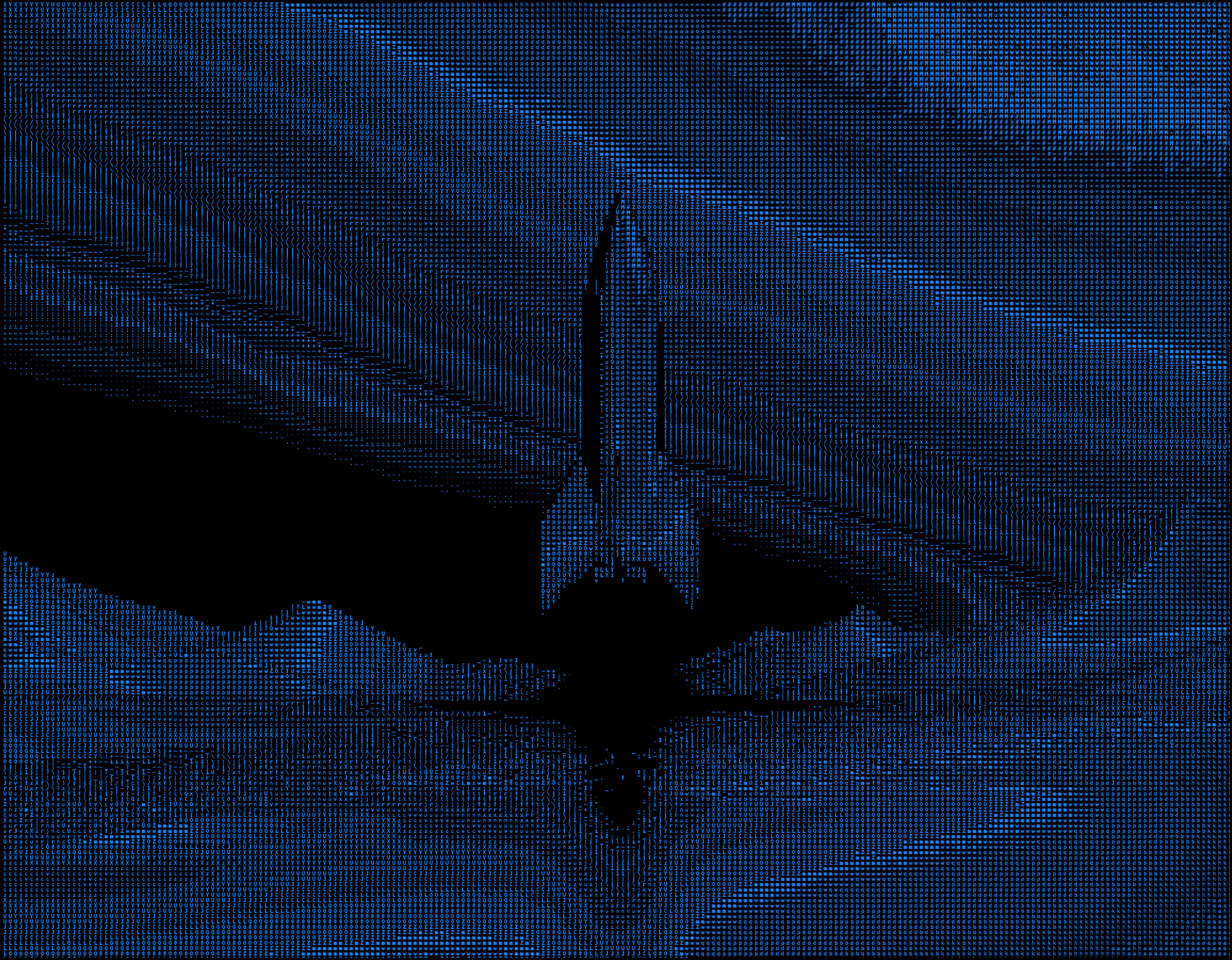 Blueprint style ASCII - cyan and dark